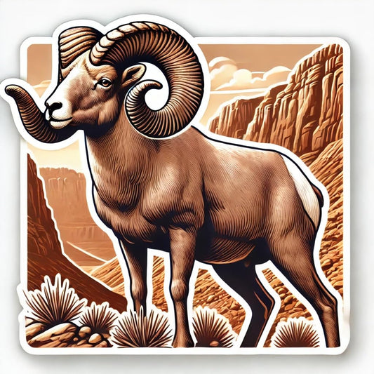 Vinyl sticker: Desert Bighorn Sheep Sticker – Laptop, Car, Window, Wall, Bumper, Decal, Truck, Waterproof, Auto, Water Bottle