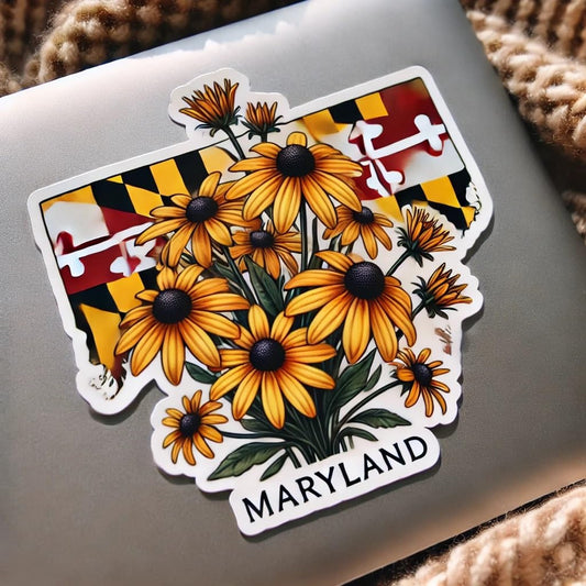 Vinyl sticker: Black-Eyed Susan Maryland Wildflower Laptop Wall Car Window Bumper Sticker Decal Truck Waterproof Auto Water Bottle Artistic Bloom