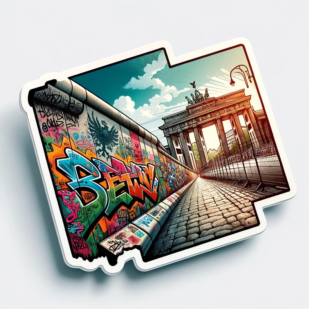 Vinyl sticker: Berlin Wall Historical Sticker for Laptop, Wall, Car, Window, Bumper, Truck, Waterproof, Auto, Water Bottle, and More (4)