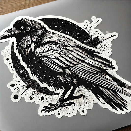 Vinyl sticker: Grunge Raven Sticker Decal for Laptop, Wall, Car, Window, Bumper, Waterproof Vinyl Truck Auto Water Bottle Design