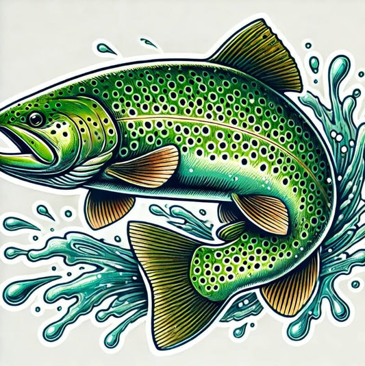 Vinyl sticker: Green Trout Majestic Leap Laptop Wall Car Window Bumper Sticker Decal Truck Waterproof Auto Water Bottle (6)