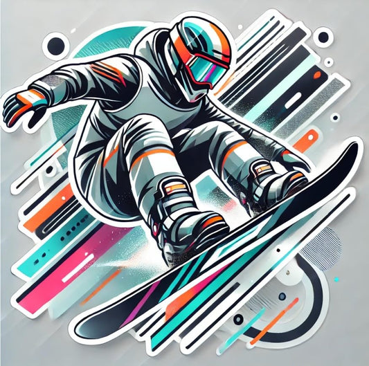 Vinyl sticker: Futuristic Snowboarder Abstract Sticker for Laptop, Wall, Car, Window, Bumper, Decal, Truck, Auto, Water Bottle – Sharp Turn Snowboarding Design (6)