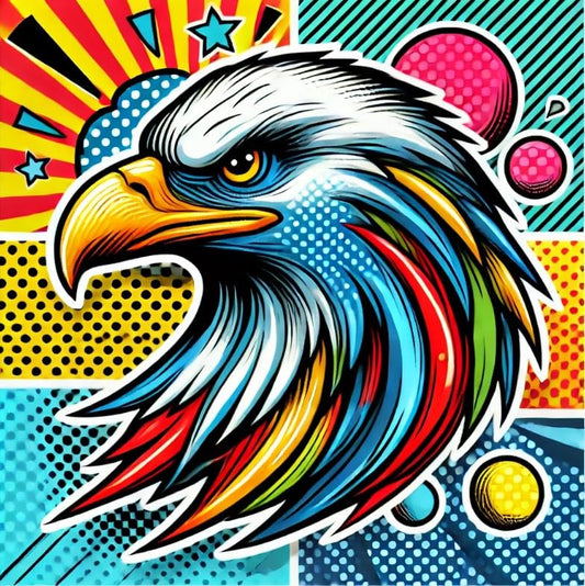 Vinyl sticker: Pop-Art Eagle Decal Sticker for Laptop, Car, Wall, Window, Bumper, and Truck – Bold Vibrant Bird Design, Waterproof Vinyl Decor
