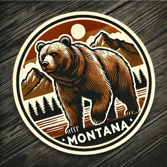 Vinyl sticker: Montana Wilderness Grizzly Bear Laptop Wall Car Window Bumper Sticker Decal Truck Waterproof Auto Water Bottle. Variation 5 (4)