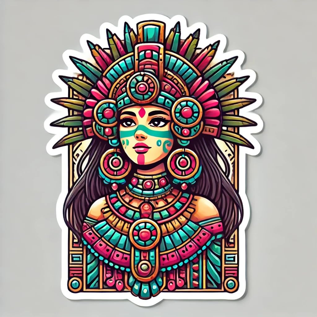 Vinyl sticker: Aztec Goddess Decal for Laptop, Car, Wall, Window, Bumper, Waterproof Sticker for Truck, Auto, Water Bottle