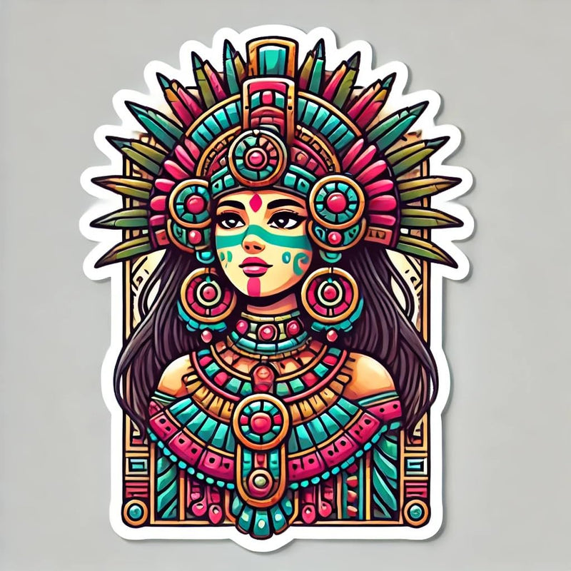 Aztec Goddess Decal for Laptop, Car, Wall, Window, Bumper, Waterproof Sticker for Truck, Auto, Water Bottle