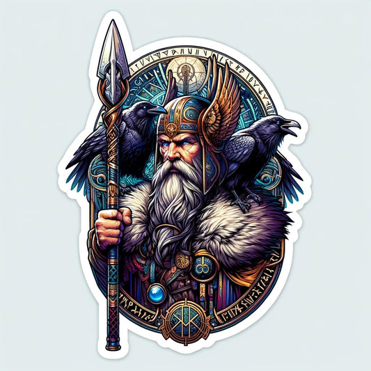 Vinyl sticker: Realistic Odin Norse God Sticker for Car, Laptop, Window, Wall, Bumper, Waterproof Decal, Mythological Design