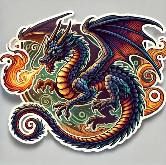Vinyl sticker: Dragon Car, Laptop, Wall, Window, Bumper Sticker – Detailed Dragon in Flight with Fiery Accents, Waterproof Decal for Auto, Water Bottles, and Trucks (4)