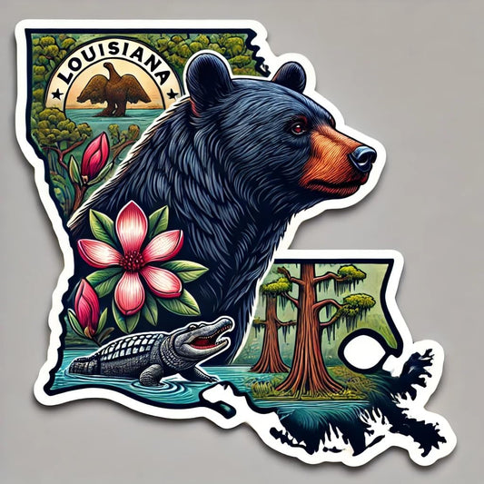 Vinyl sticker: Louisiana Black Bear Vinyl Sticker – Waterproof Car, Laptop, Window, Bumper, Auto Decal – Durable and UV-Resistant Design