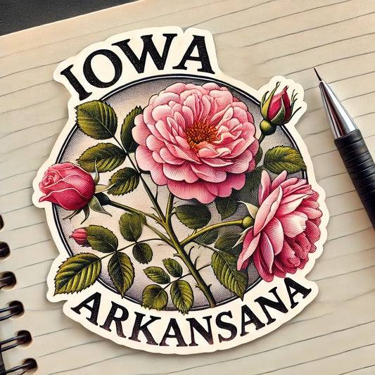 Vinyl sticker: Iowa Rosa Arkansana Botanical Illustration Laptop Wall Car Window Bumper Sticker Decal Truck Waterproof Auto Water Bottle (8)