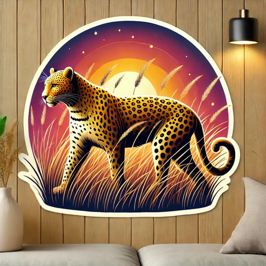 Vinyl sticker: Golden Leopard Sticker for Laptop, Wall, Car, Window, Bumper, Decal, Waterproof Truck Vinyl for Auto and Water Bottle