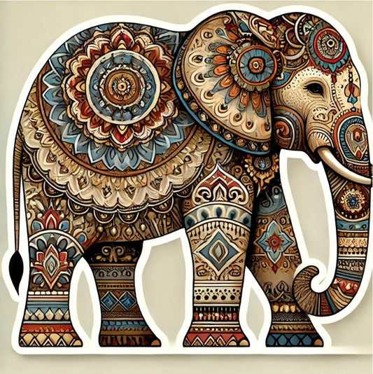 Vinyl sticker: Geometric Pattern Elephant Sticker for Laptop, Wall, Car Window, Bumper, Waterproof Truck Decal, Auto Water Bottle Decor