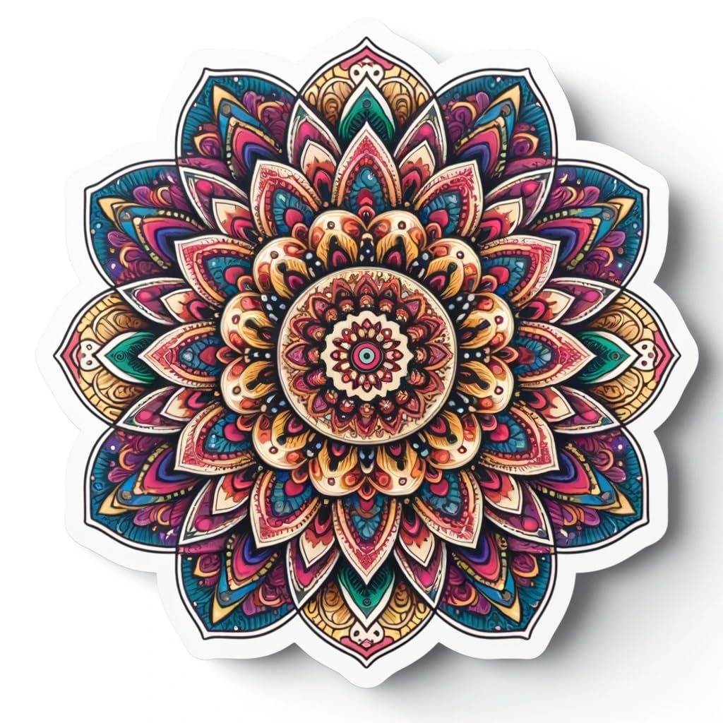 Vinyl sticker: Intricate Mandala Design Sticker for Laptop, Wall, Car, Window, Bumper, Waterproof Decal for Trucks and Water Bottles