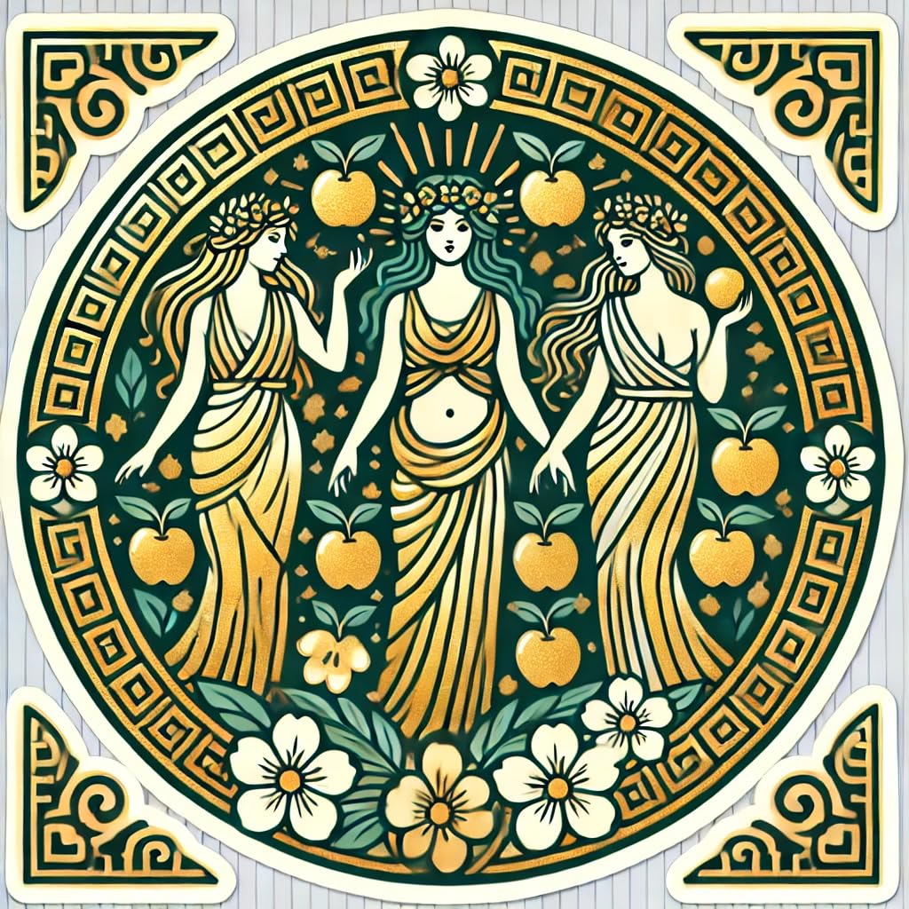 Vinyl sticker: Laptop Wall Car Window Bumper Sticker Decal - Hesperides with Floral Halo and Greek Key Border Waterproof Vinyl for Auto and Water Bottle (6)