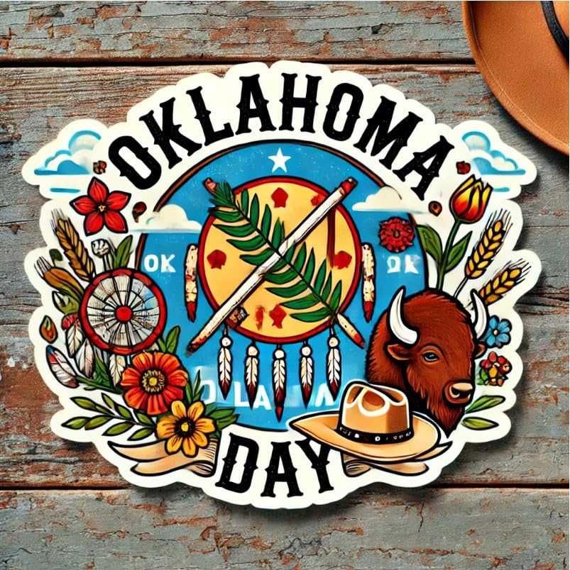 Vinyl sticker: Oklahoma Day Laptop Wall Car Window Bumper Sticker Decal Truck Waterproof Auto Water Bottle