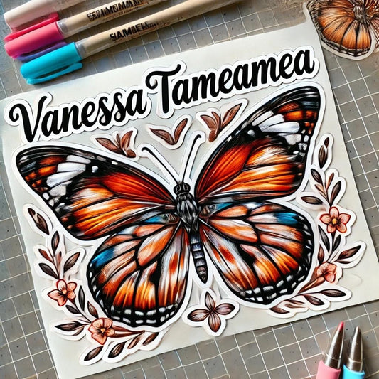 Vinyl sticker: Auto Window Wall Laptop Car Bumper Sticker Waterproof Vinyl Decal for Truck or Water Bottle – Vanessa tameamea Butterfly with Elegant Script and Hawaii-Inspired Wings Artwork (6)