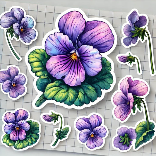 Vinyl sticker: Laptop Wall Car Window Bumper Sticker Decal Truck Waterproof Auto Water Bottle – Watercolor Viola Violet Illinois State Flower with Elegant Soft Petal Floral Design (8)