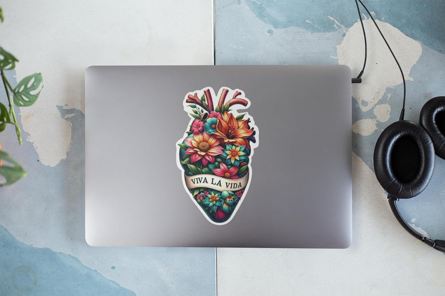 Viva La Vida Sticker Set of 4 (4 Inch Each) – Artistic Mexican Heart, Watermelon, Latina Skull & Floral Designs – Multicolor Waterproof Vinyl Decals for Laptops, Cars, Bottles, Tumblers