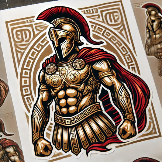 Vinyl sticker: Greek God Spartan Trojan Vinyl Sticker Decal - Heroic Warrior Pose Design for Laptop, Wall, Car, Window, Bumper, Truck - Waterproof, Durable Auto, and Water Bottle Decal