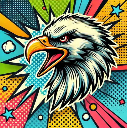 Vinyl sticker: Dynamic Pop-Art Eagle Decal Sticker for Laptop, Car, Wall, Window, Bumper, and Truck – Bold Colorful Bird Design, Waterproof Vinyl Decor