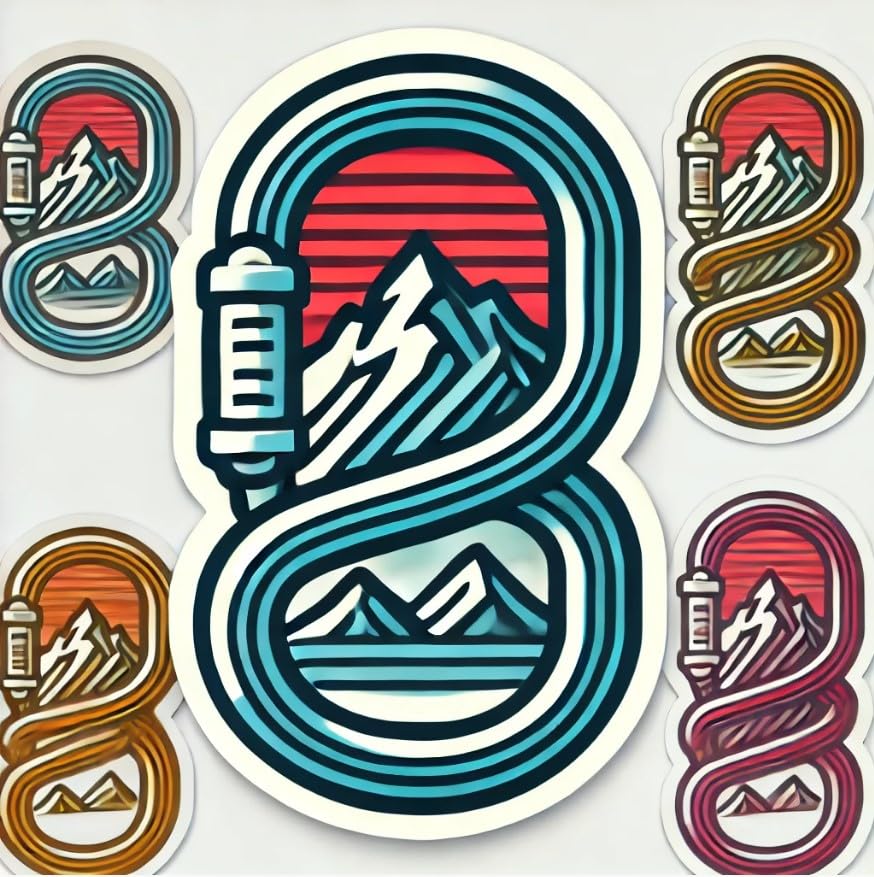 Vinyl sticker: Carabiner with Mountains Sticker for Laptop, Wall, Car, Window, Bumper, Decal, Truck, Auto, Water Bottle – Bold Outdoor Adventure Design (6)