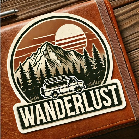 Vinyl sticker: Wanderlust Decal – Vintage Nature Sticker with Mountains & Forest, Great for Car, Laptop, Water Bottle, Window, Truck, and More (6)