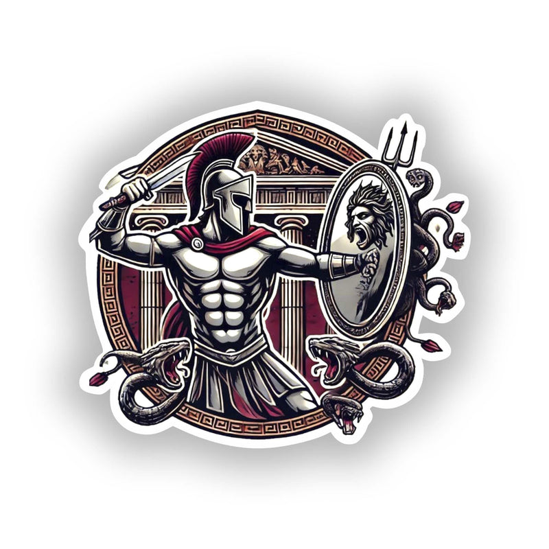 Perseus vs Medusa Greek Mythology Sticker for Laptop, Wall, Car, Window, Bumper, Decal, Truck, Waterproof, Auto, Water Bottle