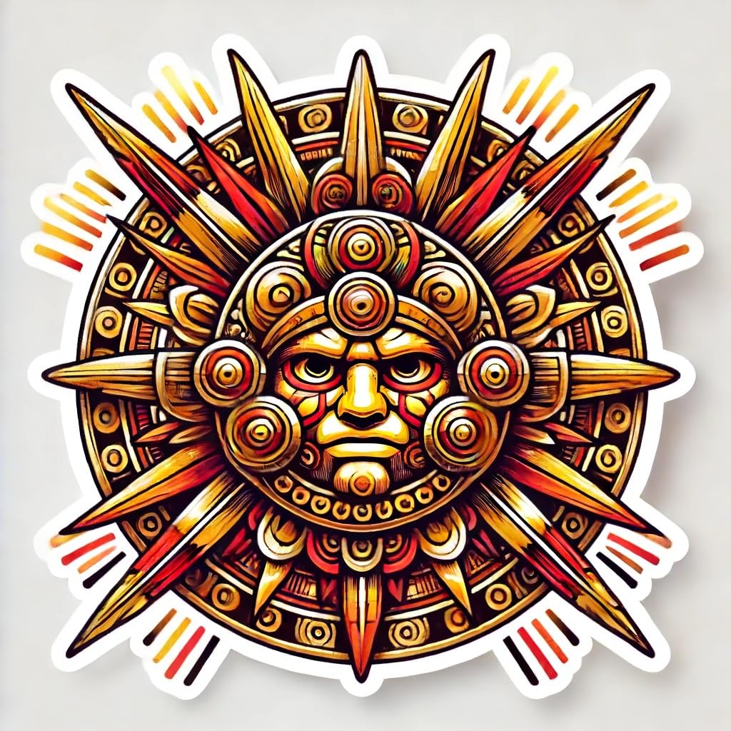 Vinyl sticker: Aztec Huitzilopochtli Warrior God Sticker - Bold Design with Traditional Attire for Laptop, Wall, Car, Window, Bumper, Waterproof Decal for Truck, Auto, Water Bottle (6)