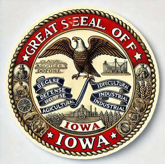 Vinyl sticker: Great Seal of Iowa Classic Patriotic Laptop Wall Car Window Bumper Sticker Decal Truck Waterproof Auto Water Bottle (4)