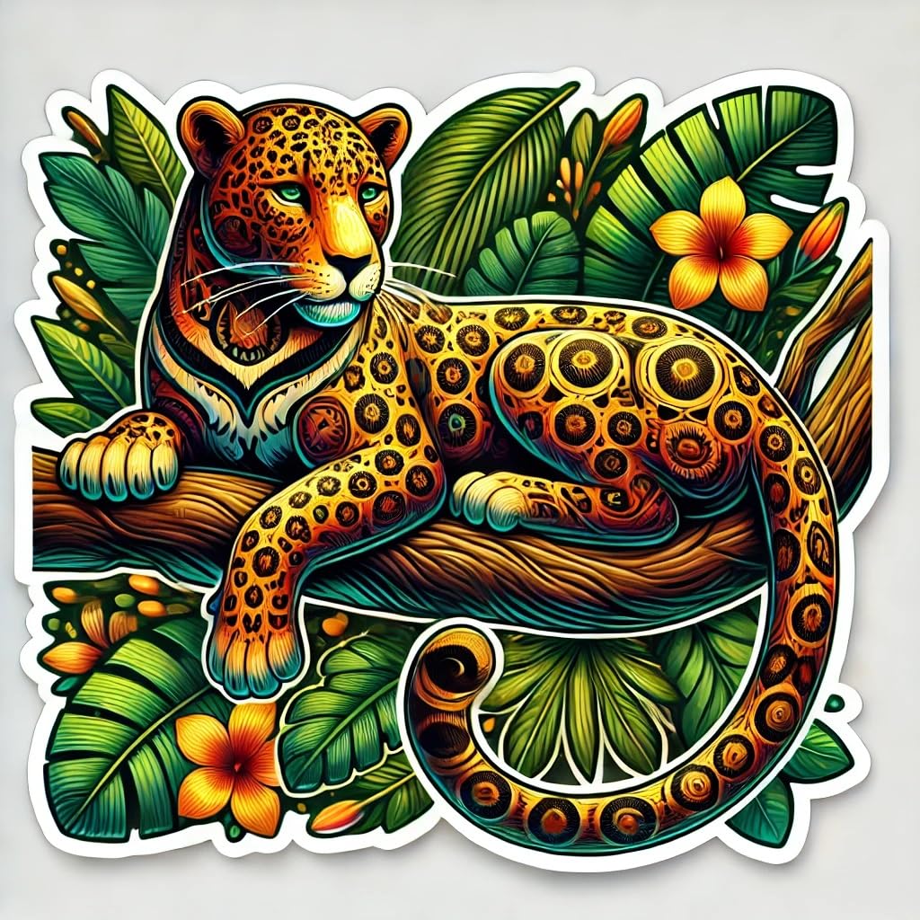 Vinyl sticker: Leopard Decal on Branch for Laptop, Wall, Car, Window, Bumper, Sticker, Waterproof Truck Vinyl for Auto and Water Bottle