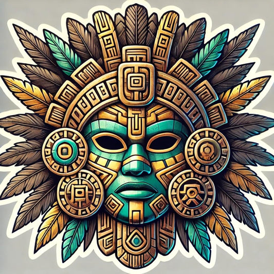 Vinyl sticker: Ancient Aztec Warrior Mask Vinyl Sticker for Laptop Wall Car Window Bumper Truck Waterproof Auto Water Bottle (6)