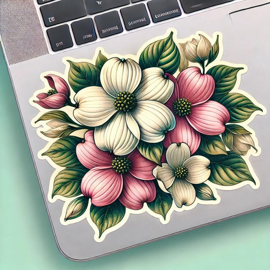 Vinyl sticker: North Carolina Dogwood Flower Decal – Laptop, Wall, Car, Window, Bumper, Sticker, Truck, Waterproof, Auto, Water Bottle (4)