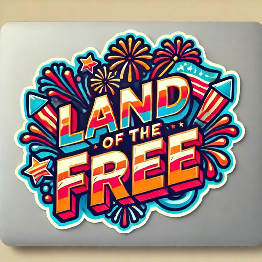 Vinyl sticker: "Land of The Free" Fireworks Sticker Decal for Laptop, Wall, Car, Window, Bumper, Truck, Waterproof Auto, and Water Bottle (4)