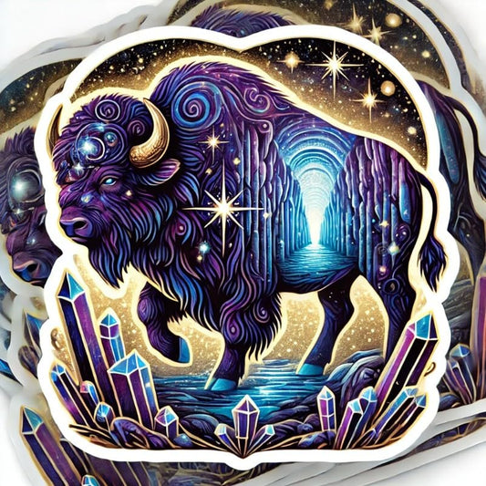 Vinyl sticker: Enchanted Canyon Bison Wall Sticker for Car, Laptop, Window, Bumper, Waterproof Vinyl Decal for Trucks, Auto, Water Bottles