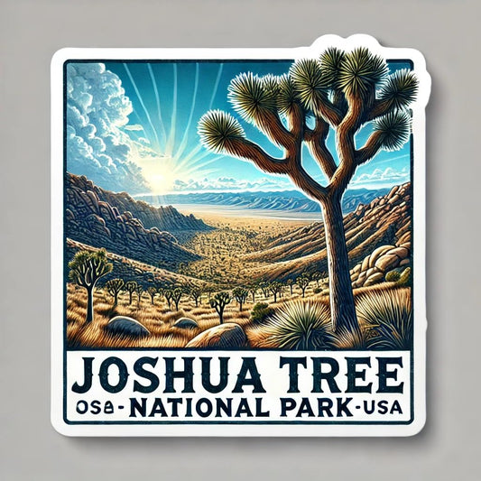 Vinyl sticker: Joshua Tree National Park Scenic Sticker for Laptop, Wall, Car, Window, Bumper, Waterproof Decal for Truck, Auto, Water Bottle