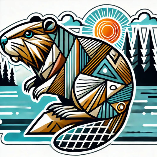 Vinyl sticker: Geometric Beaver Sticker for Laptop, Wall, Car, Window, Bumper, Truck - Abstract Design with Shapes and Patterns