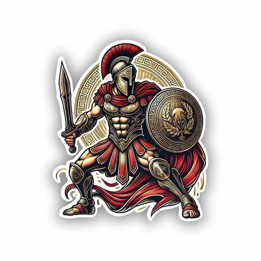 Vinyl sticker: Greek God Spartan Trojan Vinyl Sticker Decal - Ornate Warrior Helmet Design for Laptop, Wall, Car, Window, Bumper, Truck - Waterproof, Durable Auto, and Water Bottle Decal