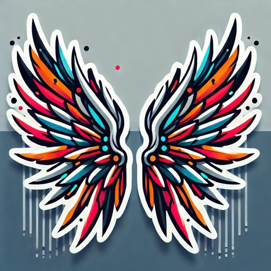 Vinyl sticker: Laptop Wall Car Window Bumper Sticker Decal Truck Waterproof Auto Water Bottle – Abstract Angel Wings in Bold Geometric Design (6)