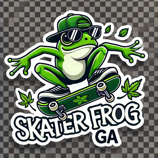 Vinyl sticker: Waterproof Car Laptop Window Wall Bumper Sticker Decal Auto Truck Water Bottle – Skater American Green Tree Frog with Sunglasses and Hat Georgia Fun Wildlife