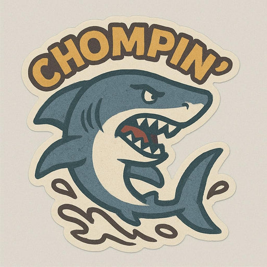 Vinyl sticker: Laptop Wall Car Window Bumper Sticker Decal Truck Waterproof Auto Water Bottle Chompin’ Shark Retro Cartoon Fierce Ocean Marine Predator (4)