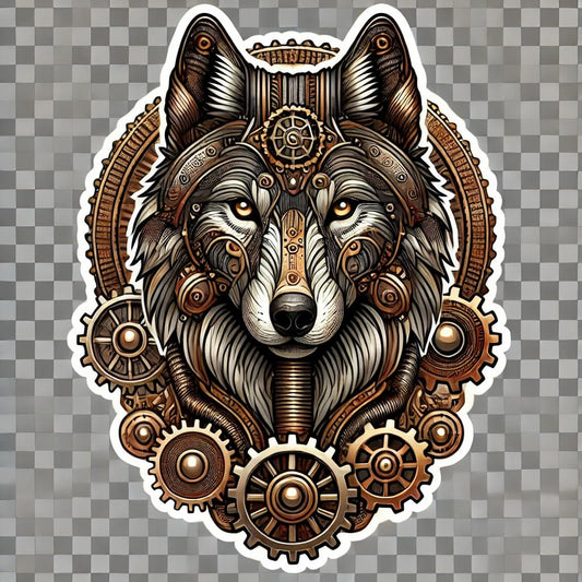 Vinyl sticker: Steampunk Wolf Sticker Decal for Laptop, Wall, Car, Window, Bumper, Waterproof Vinyl Decal for Truck, Auto, Water Bottle