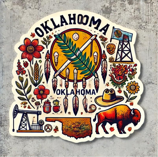 Vinyl sticker: Oklahoma Heritage Laptop Wall Car Window Bumper Sticker Decal Truck Waterproof Auto Water Bottle