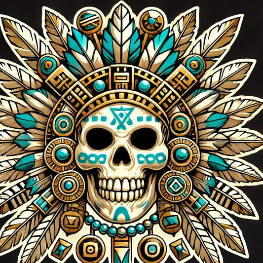 Vinyl sticker: Powerful Aztec God Mictlantecuhtli Vinyl Sticker for Laptop Wall Car Window Bumper Truck Waterproof Auto Water Bottle