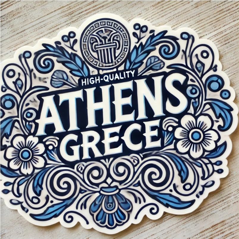 Vinyl sticker: Athens Greece Floral Souvenir Sticker for Laptop, Wall, Car, Window, Bumper, Decal, Truck, Waterproof, Auto, Water Bottle