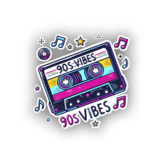 Vinyl sticker: 90s Vibes Cassette Tape Sticker Decal – Retro Design for Laptop, Wall, Car, Window, Bumper, Truck, Waterproof, Auto, Water Bottle