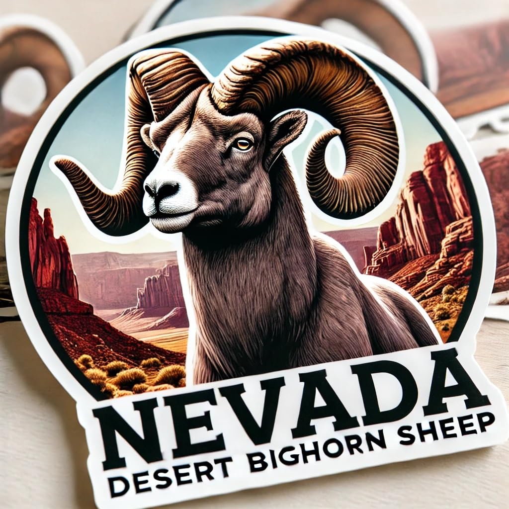 Vinyl sticker: Nevada Desert Bighorn Sheep Vinyl Decal – Window, Laptop, Wall, Car,Bumper, Sticker, Truck, Waterproof, Auto, Water Bottle (4)