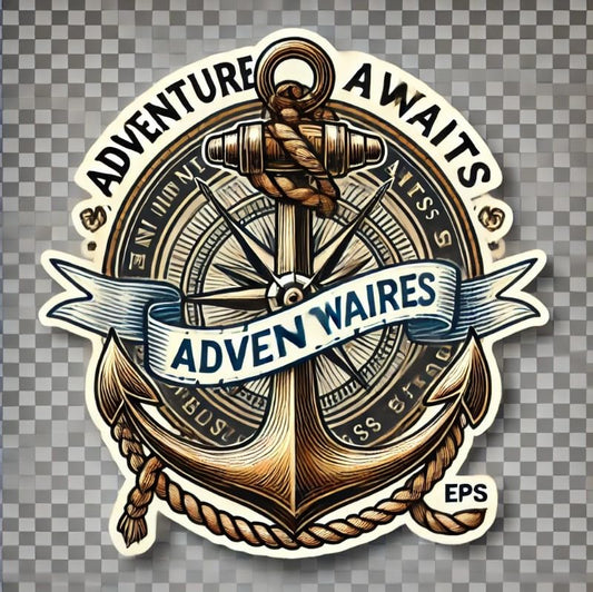 Vinyl sticker: Vintage Anchor and Compass Sticker for Laptop, Wall, Car, Window, Bumper, Waterproof Decal for Truck, Auto, Water Bottle. Variation 9