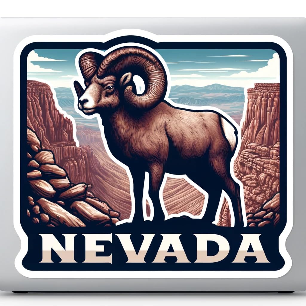 Vinyl sticker: Nevada Desert Bighorn Sheep Vinyl Decal – Laptop, Wall, Car, Window, Bumper, Sticker, Truck, Waterproof, Auto, Water Bottle (8)