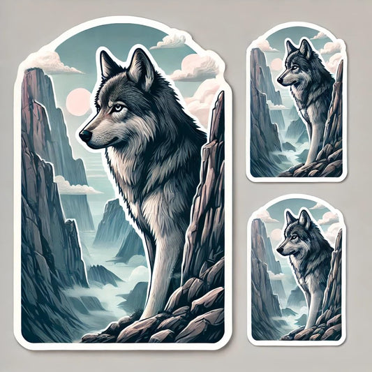 Vinyl sticker: Mountain Ridge Wolf Waterproof Sticker for Laptop Wall Car Window Bumper Decal Truck Auto Water Bottle – Snow Howling Forest Scene (8)