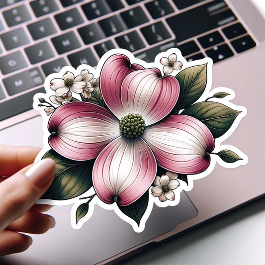 Vinyl sticker: Dogwood Floral Vinyl Sticker – Laptop, Wall, Car, Window, Bumper, Decal, Truck, Waterproof, Auto, Water Bottle